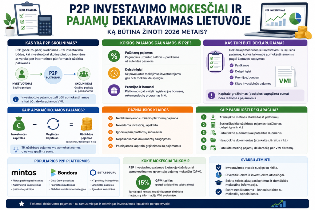 P2P investavimo mokesčiai ir deklaravimas