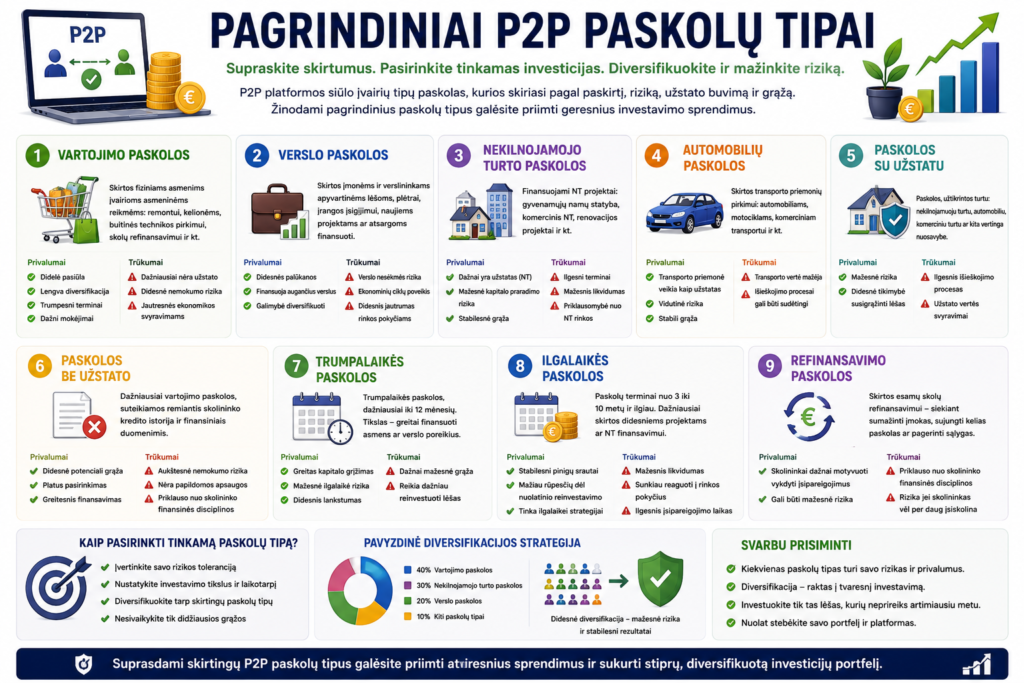 P2P paskolų tipai ir investicijos