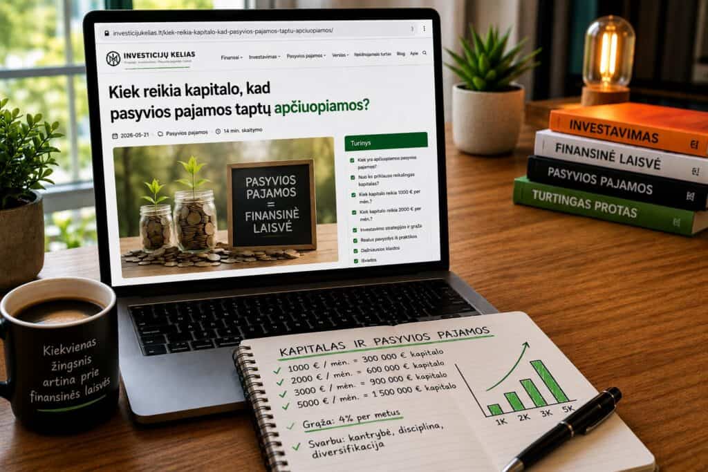 Kiek reikia kapitalo, kad pasyvios pajamos taptų apčiuopiamos