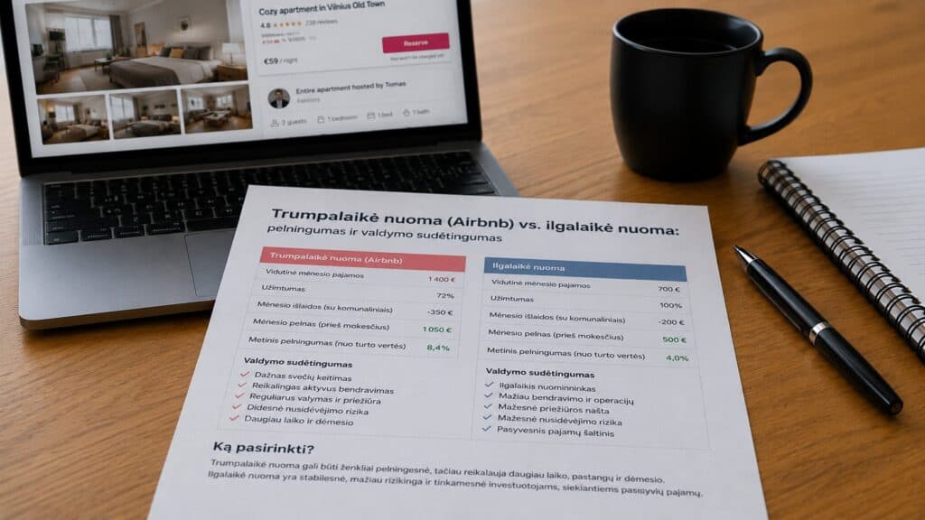 Trumpalaikė nuoma (Airbnb) vs. ilgalaikė nuoma